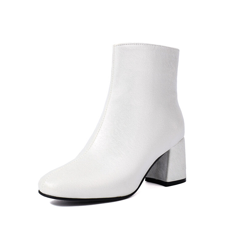 Women's Square Toe Block Heel Ankle Boots