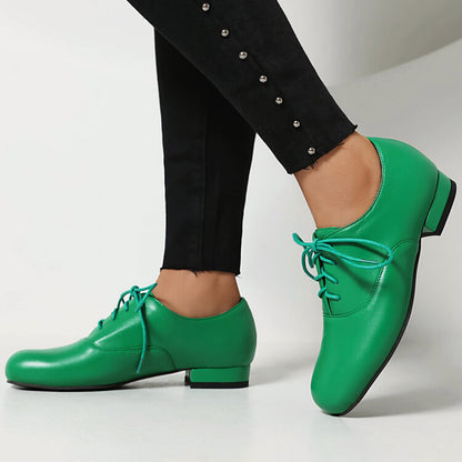 Women's Lace-Up Square Toe Low Heel Oxfords Shoes