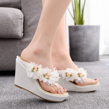 Women Flora 9.5Cm Wedge Heel Flip Flops Slides