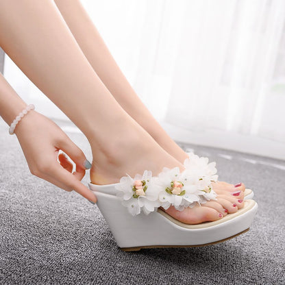 Women Flora 9.5Cm Wedge Heel Flip Flops Slides