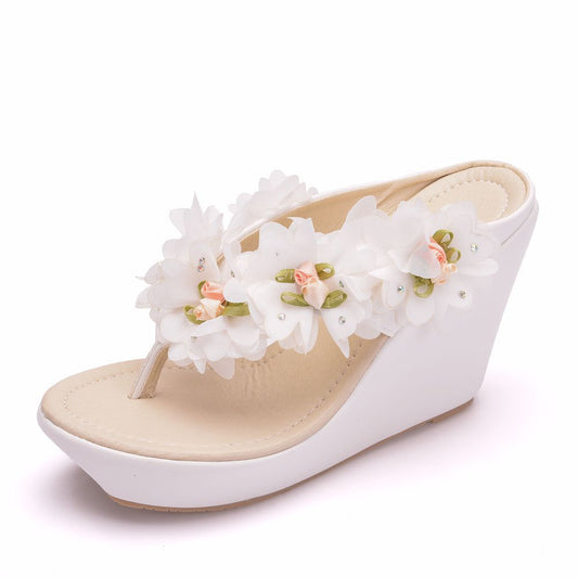 Women Flora 9.5Cm Wedge Heel Flip Flops Slides