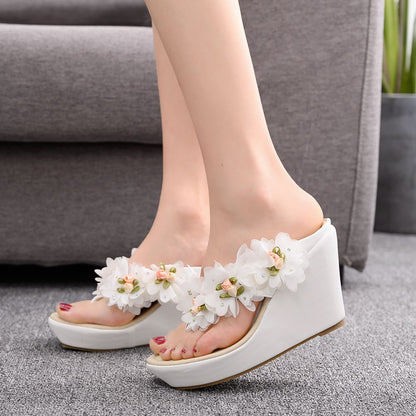 Women Flora 9.5Cm Wedge Heel Flip Flops Slides