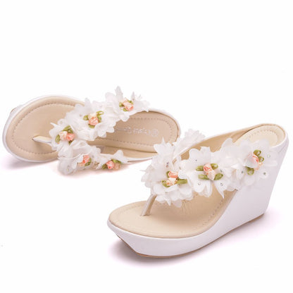 Women Flora 9.5Cm Wedge Heel Flip Flops Slides