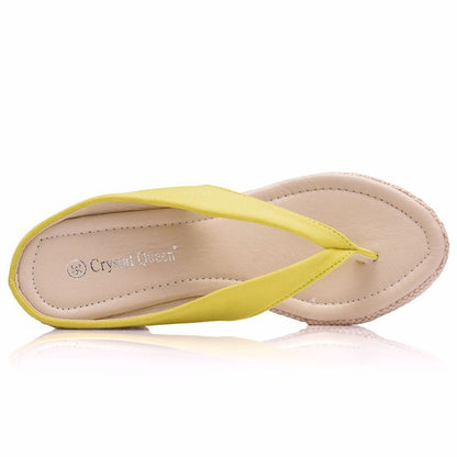 Women Sandbeach Wedge Heel Platform Flip Flops Slides