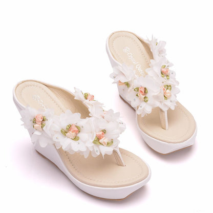 Women Flora 9.5Cm Wedge Heel Flip Flops Slides