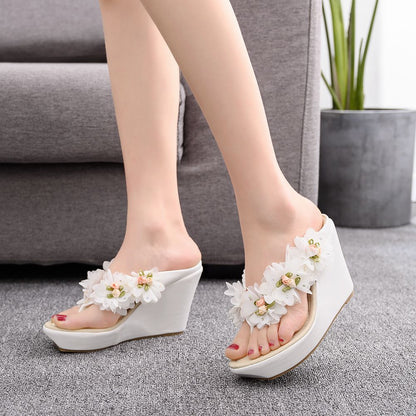 Women Flora 9.5Cm Wedge Heel Flip Flops Slides