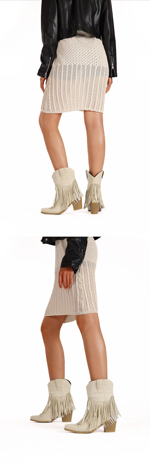 Women's Tassel Block Heel Western Boots