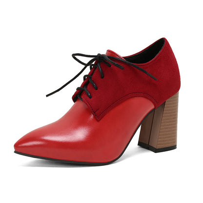 Women's Pointed Toe Block Heel Oxford Shoes