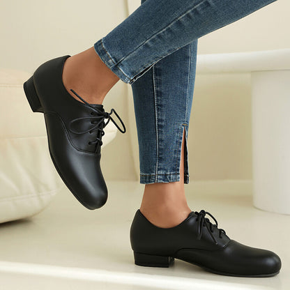 Women's Lace-Up Square Toe Low Heel Oxfords Shoes