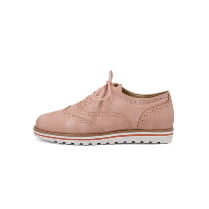 Women's Lace-Up Round Toe Flat Oxfords Brogues Shoes