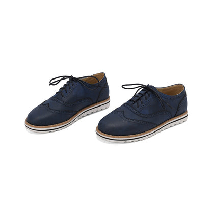 Women's Lace-Up Round Toe Flat Oxfords Brogues Shoes