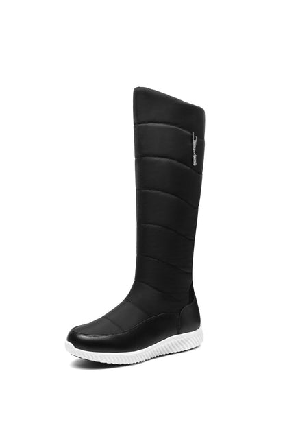 Ladies Real Leather Wedge Heels Down Tall Boots for Winter