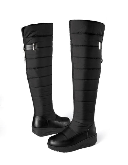 Ladies Waterproof Platform Wedge Heels Down Over the Knee Boots for Winter