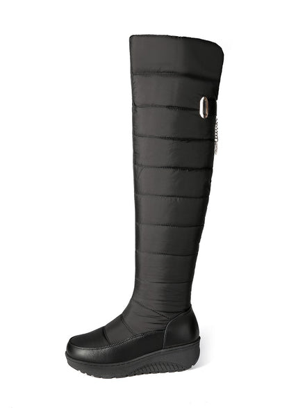 Ladies Waterproof Platform Wedge Heels Down Over the Knee Boots for Winter