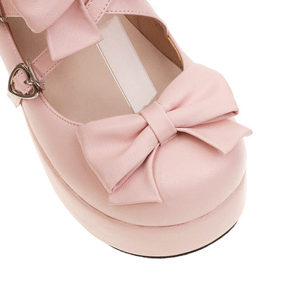 Ladies Lolita Bowtie Platform Flat Shoes