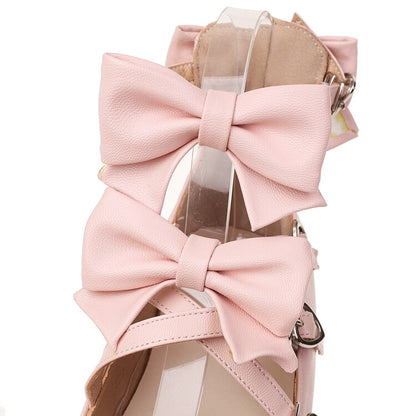 Ladies Lolita Bowtie Platform Flat Shoes