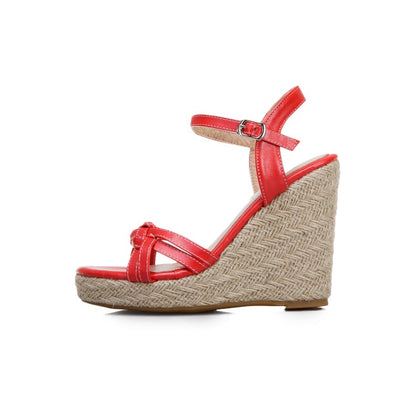 Ladies Woven Ankle Strap Wedge Heel Platform Sandals