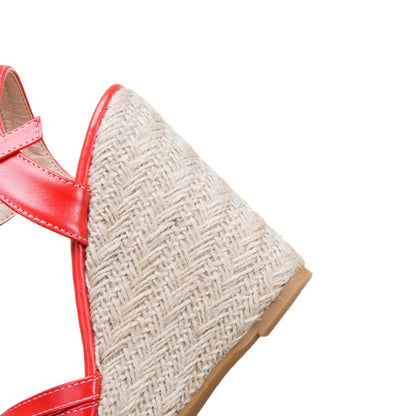 Ladies Woven Ankle Strap Wedge Heel Platform Sandals