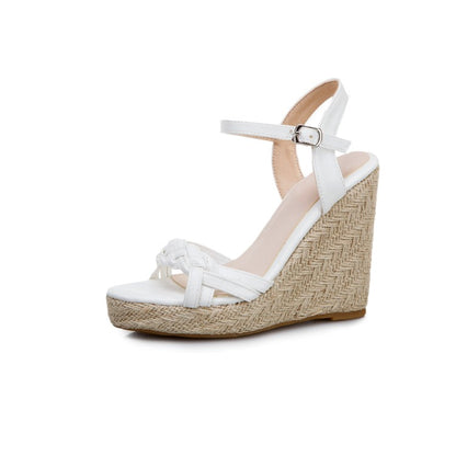 Ladies Woven Ankle Strap Wedge Heel Platform Sandals