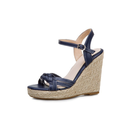 Ladies Woven Ankle Strap Wedge Heel Platform Sandals