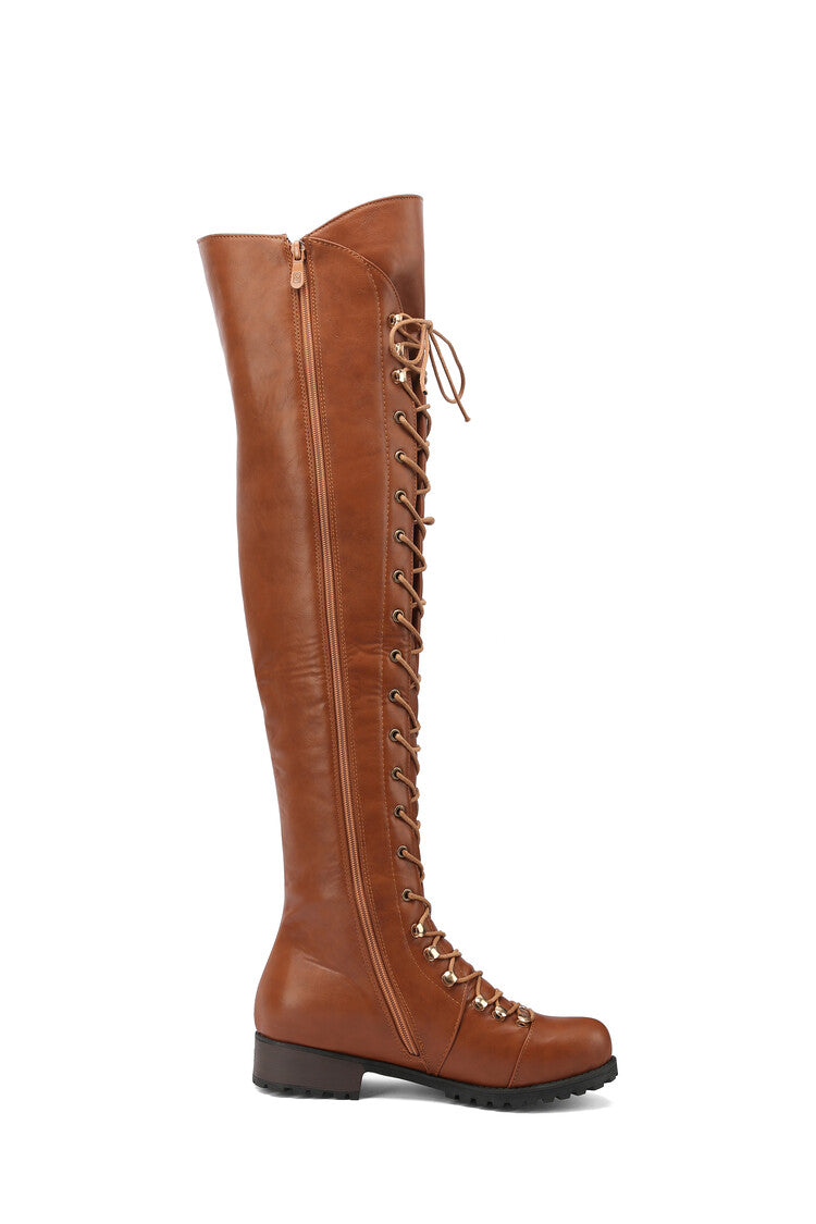 Ladies Lace Up Block Heel Riding Over the Knee Boots