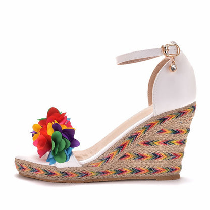 Women Flora Peep Toe Ankle Strap Wedge Heel Platform Sandals