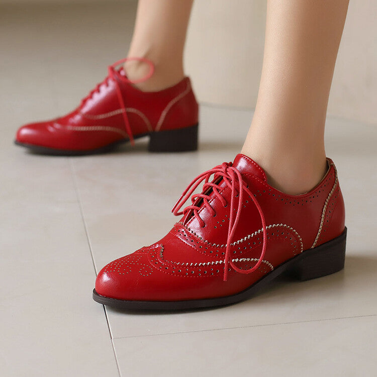 Women's Square Toe Mixcolor Square Heel Brogues Oxfords Shoes