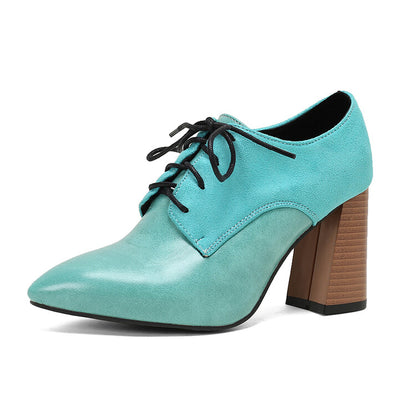 Women's Pointed Toe Block Heel Oxford Shoes