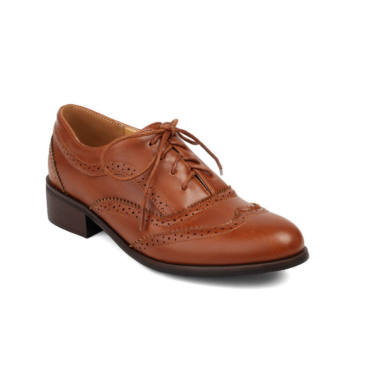 Women's Lace Up Brogues Low Heel Oxford Shoes