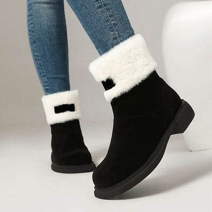 Women's Patchwork Round Toe Flat Platform Boots