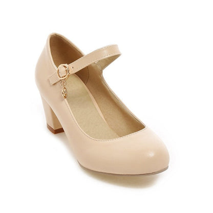 Women Mary Jane Chunky Heel Pumps