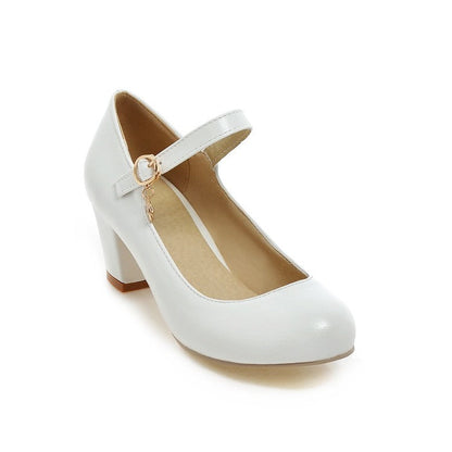 Women Mary Jane Chunky Heel Pumps