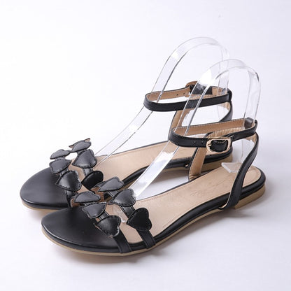 Ladies Ankle Strap Loves Shaped Flats Sandals