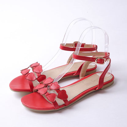 Ladies Ankle Strap Loves Shaped Flats Sandals