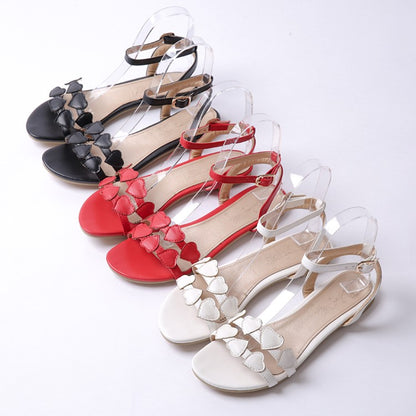 Ladies Ankle Strap Loves Shaped Flats Sandals