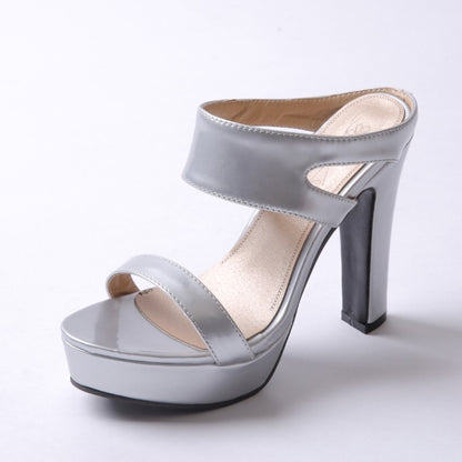 Ladies Candy Color Glossy High Heel Platform Sandals