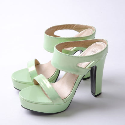 Ladies Candy Color Glossy High Heel Platform Sandals