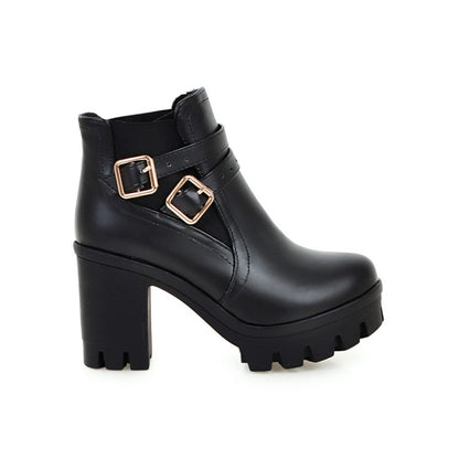 Ladies Belts Buckles Lace Up Block Heel Platform Ankle Boots