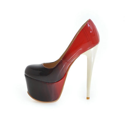 Ladies Candy Color Gradient Almond Toe Stiletto Heel Platform Pumps