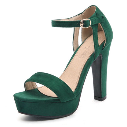 Ladies Suede Ankle Strap High Heel Platform Sandals