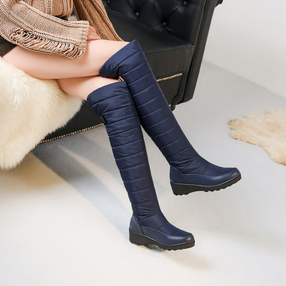 Ladies Wedge Heels Down Knee High Boots for Winter