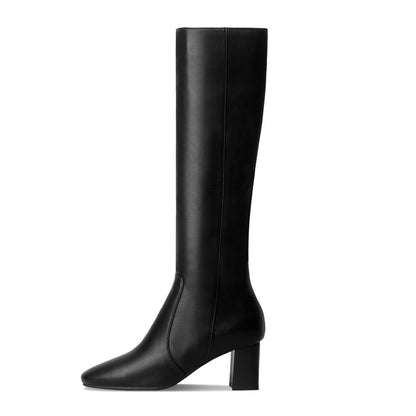 Side Zippers Block Heel Platform Tall Boots for Women