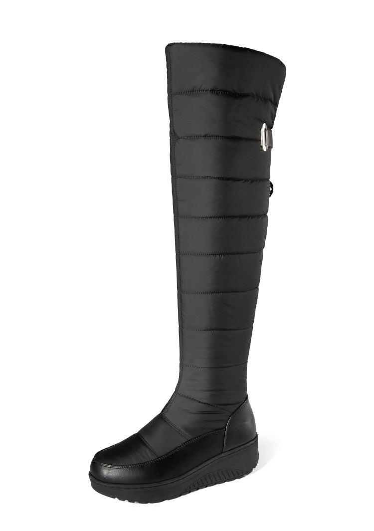 Ladies Waterproof Platform Wedge Heels Down Over the Knee Boots for Winter