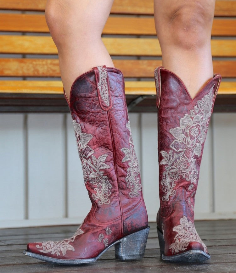 Ladies Ethnic Patchwork Embroidery Low Heels Cowboy Knee High Boots