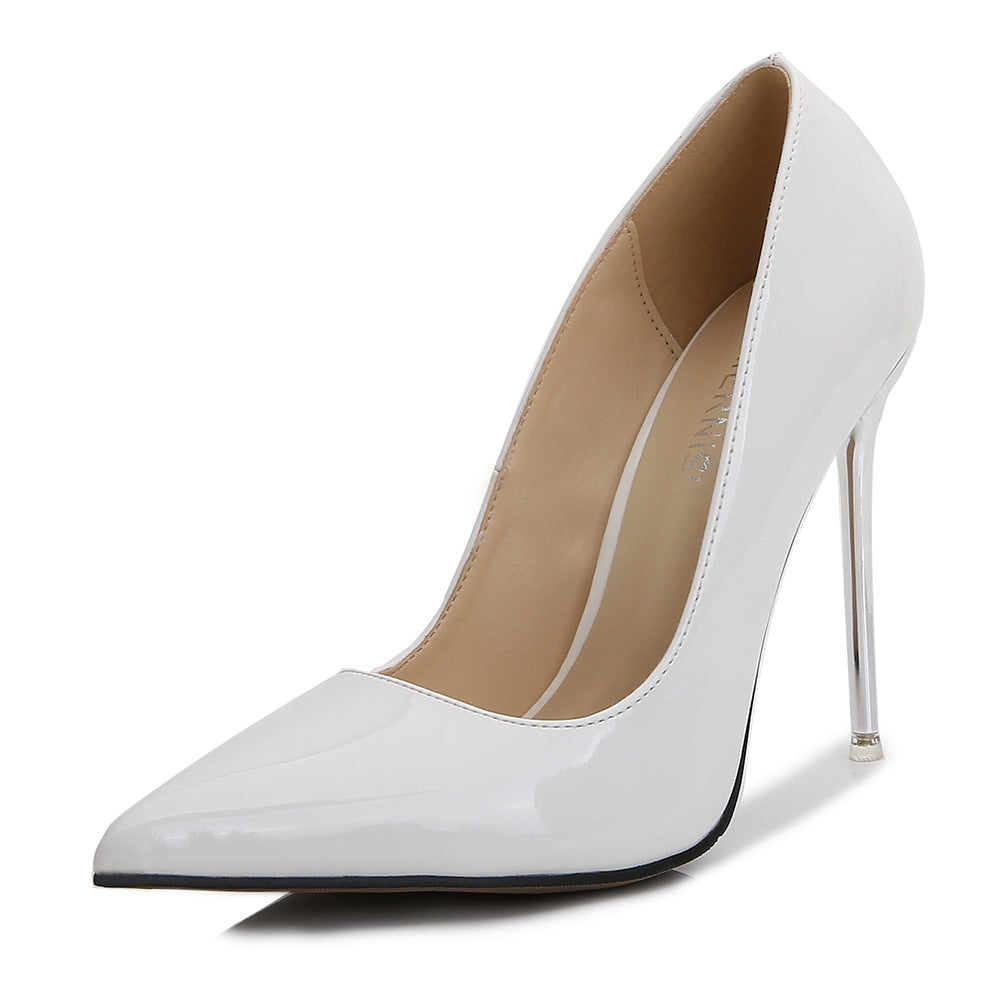 Ladies Pointed Toe Shallow Metal Stiletto Heel Pumps