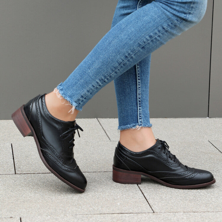 Women's Lace Up Brogue Oxford Shoes