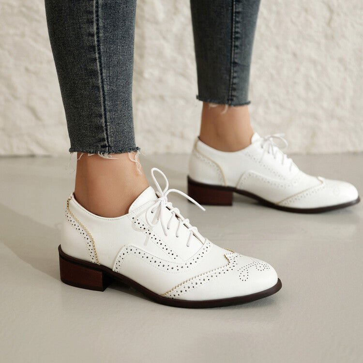 Women's Oxfords Brogue Low Heel Shoes