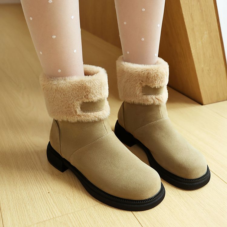 Women's Patchwork Round Toe Flat Platform Boots