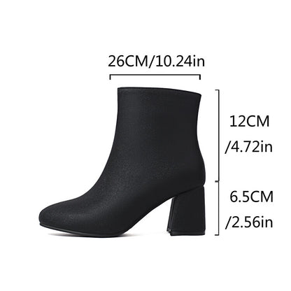 Women's Square Toe Block Heel Ankle Boots