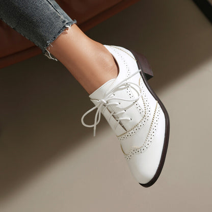 Women's Lace Up Brogues Low Heel Oxford Shoes